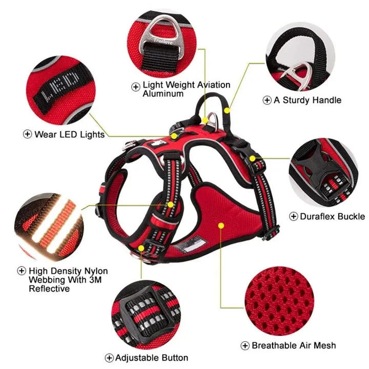 Breathable No-Pull Dog Harness, Reflective Nylon, Small