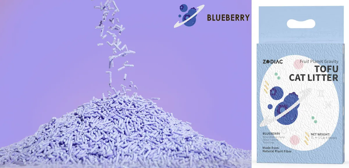 ZODIAC Fruity Biodegradable Flushable Tofu Cat Kitten Litter Blueberry 28L