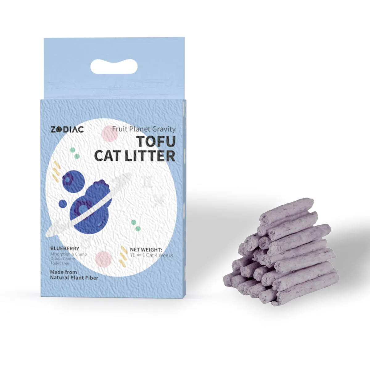 ZODIAC Fruity Biodegradable Flushable Tofu Cat Kitten Litter Blueberry 28L